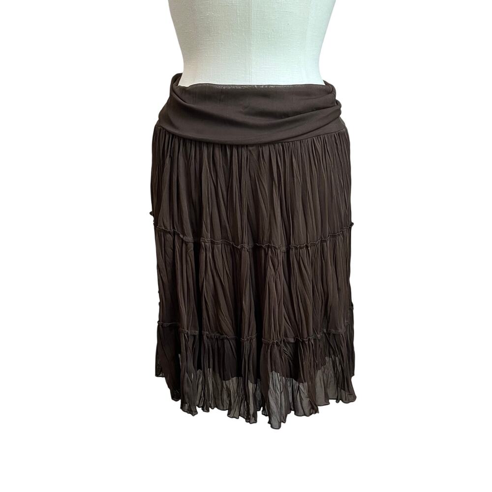IZ Byer California Brown Goblincore Y2K Pleated Tiered Skirt Size M